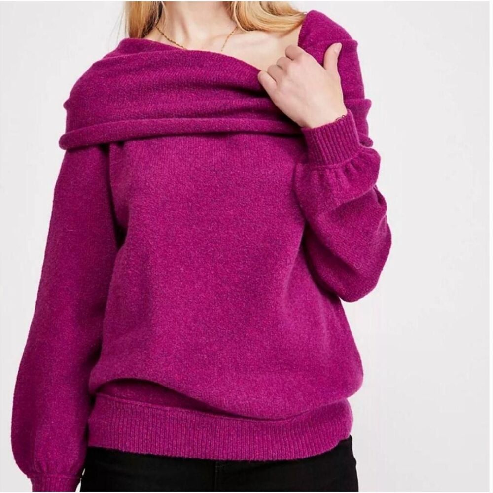 Free People Fuschia Echo Beach Sweater - Size Small Oversized